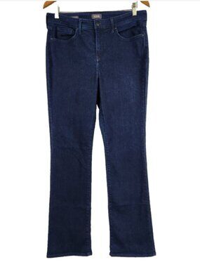 NYDJ Barbara Bootcut Jeans Women's 12 Denim Blue Mid Rise Stretch Dark Wash Mom